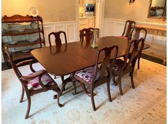 Henkel Harris Double Pedestal Dining Table In Wild Cherry Finish (chairs Not Included)