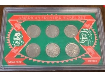 SSCA  American Frontier Indian Head / Buffalo / Or Bison Nickels.  Set Of Six Coins. 1927 - 1937