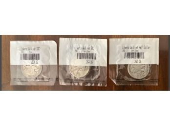 Lot Of 3 Walking Liberty Half Dollars. 1937, 1941, 1942. All Sealed In Package. Circulated.