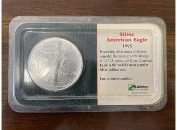 Silver American Eagle Philadelphia 1995 Uncirculated. By Littleton Coin Company. Liberty Walking