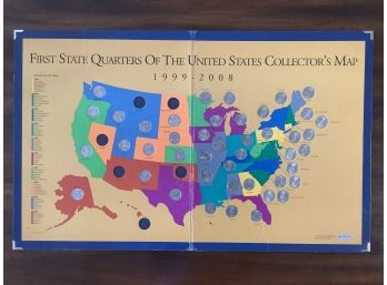 First State Quarters Of The United States Collectors Map. All Coins Circulated (46)