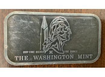 Washington Mint One Ounce .999 Silver Content Ingot