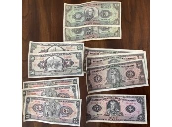 Lot Of 11 Bills. Paper Currency From Ecuador. All Bills Dated 1988.