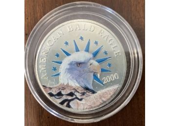 2000 American Bald Eagle Coin, Colorized. Issued By Government Of Liberia. 10 Dollars. Legal Tender In Liberia