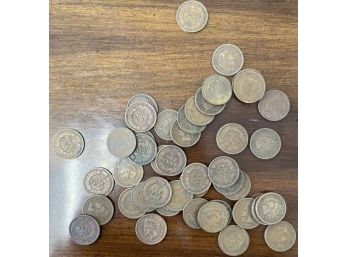 One Tube Of Fifty Indian Head Pennies With Dates  From 1880-1908. No Culls.