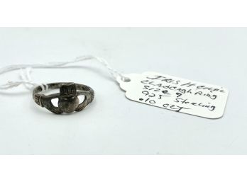 Vintage Sterling Silver Irish Celtic Claddagh Ring Size 9