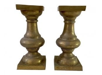 Pair Of Large Brass Candle Sticks