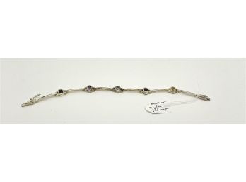 Jeweled 7 Inch Sterling Bracelet - Marked 925