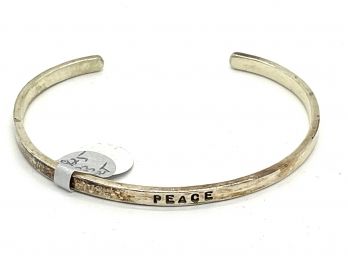 Vintage GK Brand Sterling Silver Cuff Bracelet - PEACE