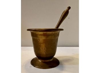 Vintage Brass Mortar & Pestle Weighs About Eight Pounds