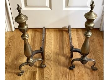 Pair Of Brass Andirons