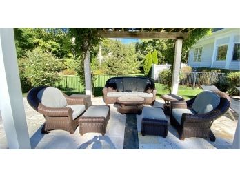 Erwin And Sons Rendezvous Eight Piece Outdoor Wicker Seating And Table Set