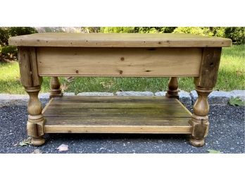 Lovely Rustic Pine Two Tier Cocktail Table