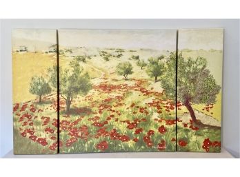 Meadow Scene Three Panel Paint Enhanced Print