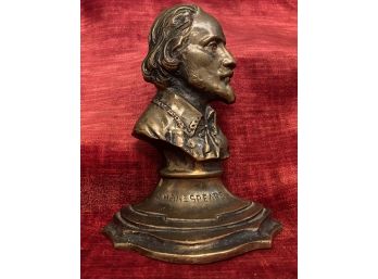 Vintage William Shakespeare Solid Brass Bookend Doorstop Made By Spencer Guilford CT