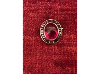 Vintage Manchester High School Class Sterling Silver Lapel Pin Brooch Red Stone