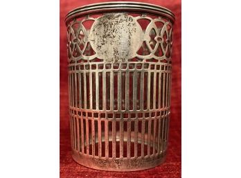 Vintage Sterling Silver Sleeve Drinking Glass Votive Caddy Holder Open Ornate Design Not Monogrammed