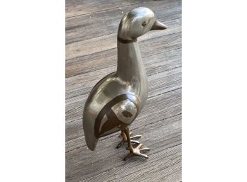 Nickel Silver Wash & Solid Brass Bird Figurine