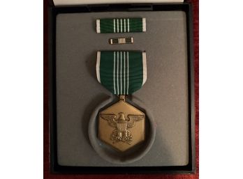 For Military Merit Commendation Medal Army Vietnam Era Green White Ribbon US Eagle In Box Named