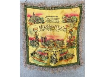 Vintage Souvenir Of Nashville Tennessee Pillow Cover Silk Fringe Athens Of The South Vanderbilt Hermitage