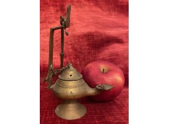 Vintage Brass Incense Burner Censer Aladdin Lamp Hanging Swinging Smudging Primitive