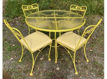 Vintage Iron Scroll & Ivy Patio Table & Four Chairs