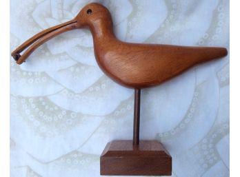 Hand Carved SANDPIPER On Stand By Bill Coleman, Carver From Maryland WOODEN SHORE BIRD