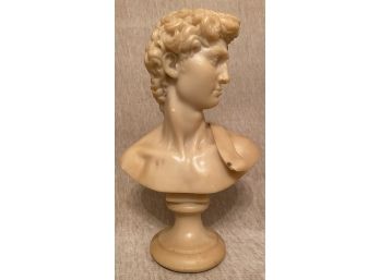 Vintage Small Table Top Alabaster Bust Of David 12 1/4 H