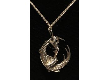 Erotic Porn Moon Rider Sterling Silver Necklace Chain & Pendant Charm Woman Lady