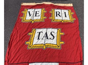 Vintage Auditorium Size Flag Banner Harvard University With Crest Veritas (Truth For The Church And Christ)