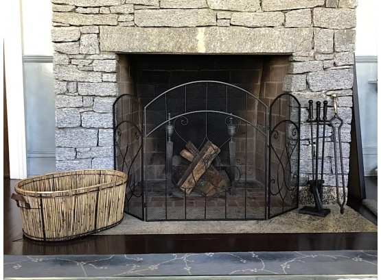 Fireplace Screen, Tools And Basket