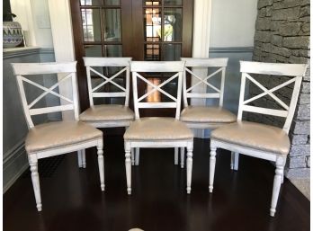Five French White Dining Chairs