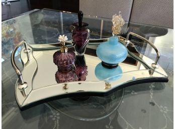 Glass Perfume Bottles &  Mirrored Tray