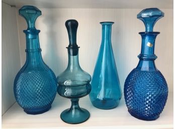 Four Piece Blue Decanter Collection
