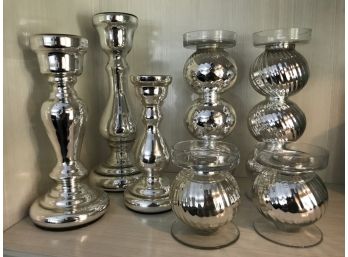 Silver Glass Candle Holder Collection