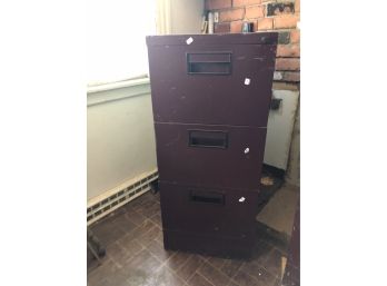 3 Drawer, Legal Size, Maroon File Cabinet