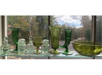 Green Glass Collection - 9 Pieces