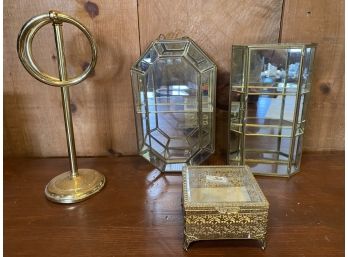 Vintage Brass & Glass Display - 4 Pieces