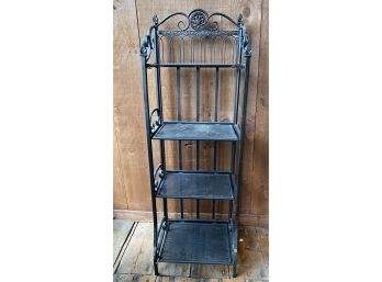 Vintage Black Metal Garden Shelf