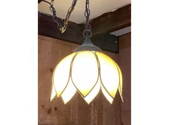 Vintage Slag Tulip Lotus Light Fixture