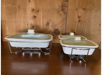 Ceramic Serving Dishes On Warming Stand