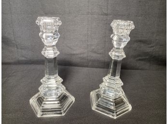 Vintage Tiffany & Co Plymouth Glass Candlesticks - Set Of 2