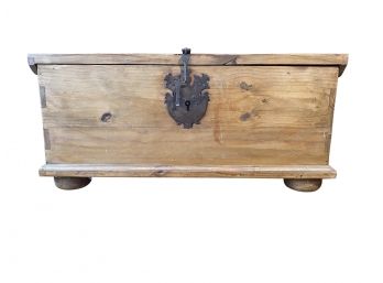 Vintage Pine Blanket Chest With Wrought Iron Hardware