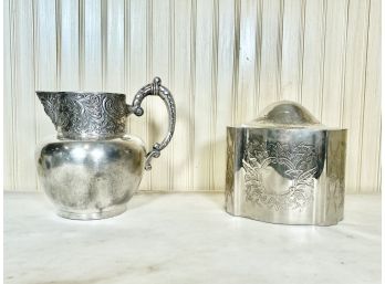 Antique Victorian E.G. Webster Quadruple Plate Pitcher & More