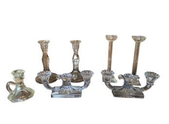 Glass Candleholders - 7 Pieces