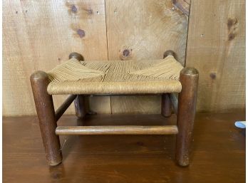 Vintage Rush Seat Bench/Ottoman