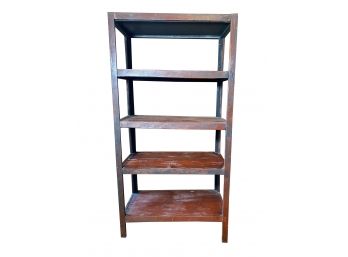 Wood Framed Industrial Metal Shelving