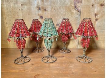 Red & Green Beaded Votive Holders