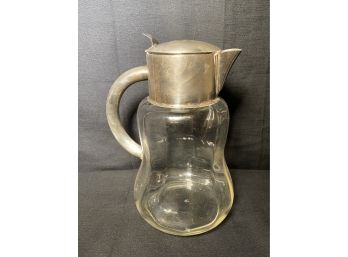 Vintage Silver Plated Top Glass Claret Jug