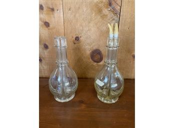 Four Chamber Glass Decanters - 2 Pieces